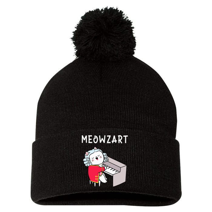 Meowzart Piano Player Pianist Classical Music Lover Pom Pom 12in Knit Beanie