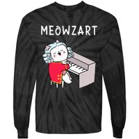 Meowzart Piano Player Pianist Classical Music Lover Tie-Dye Long Sleeve Shirt