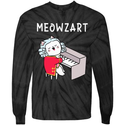 Meowzart Piano Player Pianist Classical Music Lover Tie-Dye Long Sleeve Shirt