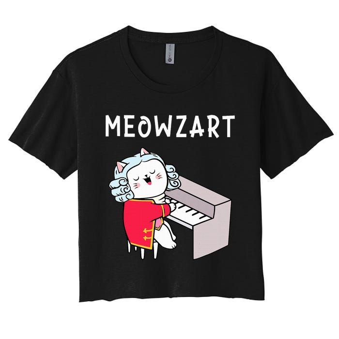 Meowzart Piano Player Pianist Classical Music Lover Women's Crop Top Tee