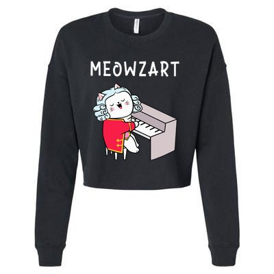 Meowzart Piano Player Pianist Classical Music Lover Cropped Pullover Crew