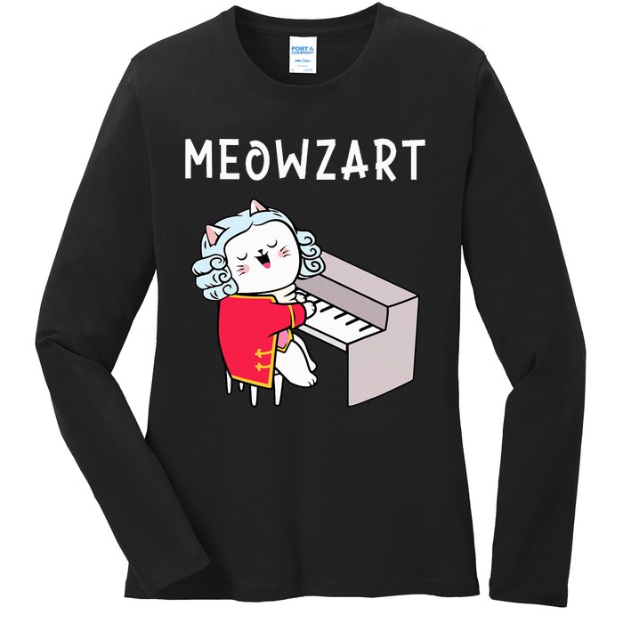 Meowzart Piano Player Pianist Classical Music Lover Ladies Long Sleeve Shirt