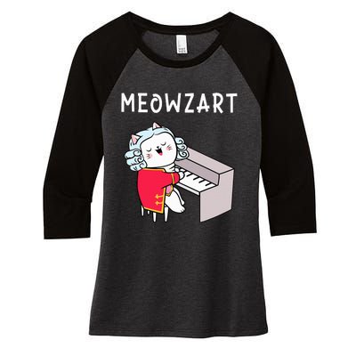 Meowzart Piano Player Pianist Classical Music Lover Women's Tri-Blend 3/4-Sleeve Raglan Shirt