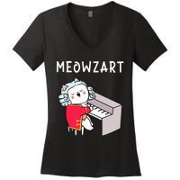 Meowzart Piano Player Pianist Classical Music Lover Women's V-Neck T-Shirt