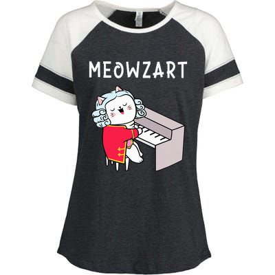 Meowzart Piano Player Pianist Classical Music Lover Enza Ladies Jersey Colorblock Tee