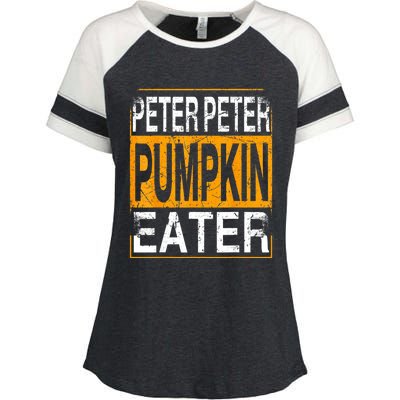 M.ens Peter Pumpkin Eater Halloween Funny Distressed Enza Ladies Jersey Colorblock Tee