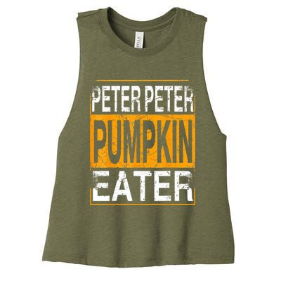 M.ens Peter Pumpkin Eater Halloween Funny Distressed Women's Racerback Cropped Tank