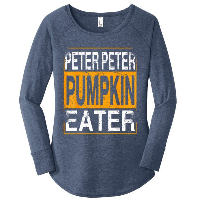 M.ens Peter Pumpkin Eater Halloween Funny Distressed Women's Perfect Tri Tunic Long Sleeve Shirt