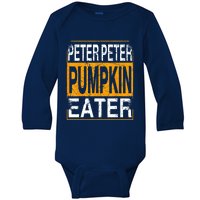 M.ens Peter Pumpkin Eater Halloween Funny Distressed Baby Long Sleeve Bodysuit