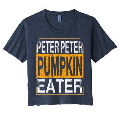 M.ens Peter Pumpkin Eater Halloween Funny Distressed Women's Crop Top Tee