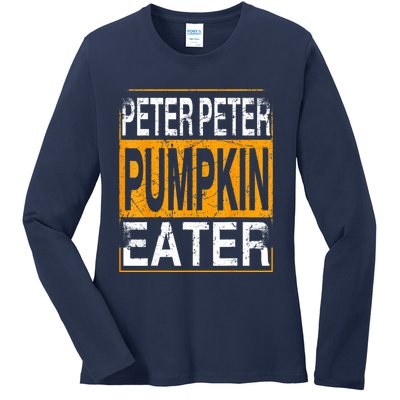 M.ens Peter Pumpkin Eater Halloween Funny Distressed Ladies Long Sleeve Shirt