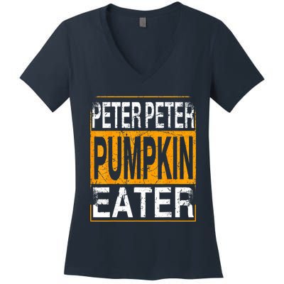 M.ens Peter Pumpkin Eater Halloween Funny Distressed Women's V-Neck T-Shirt