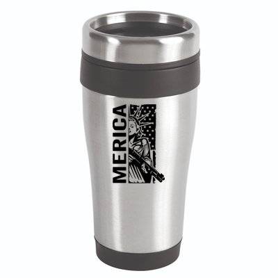 Merica Patriotic Pro Gun USA Liberty Lady 4th Of July Gun 16oz Travel Tumbler