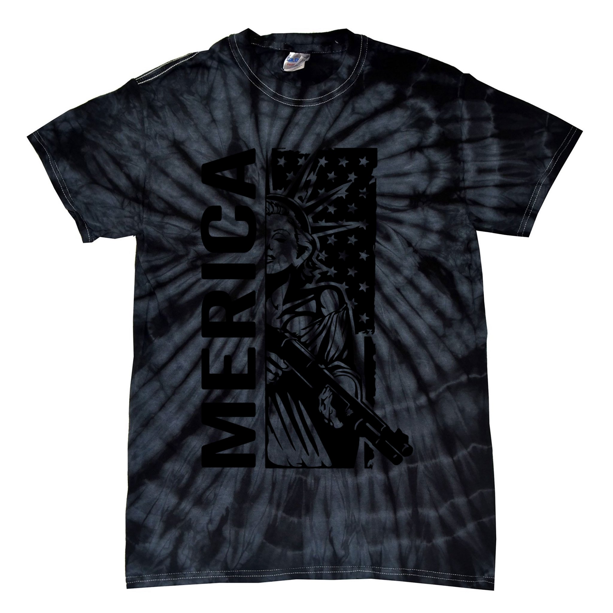 Merica Patriotic Pro Gun USA Liberty Lady 4th Of July Gun Tie-Dye T-Shirt