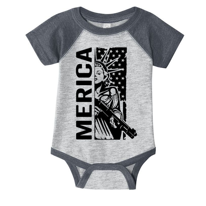 Merica Patriotic Pro Gun USA Liberty Lady 4th Of July Gun Infant Baby Jersey Bodysuit