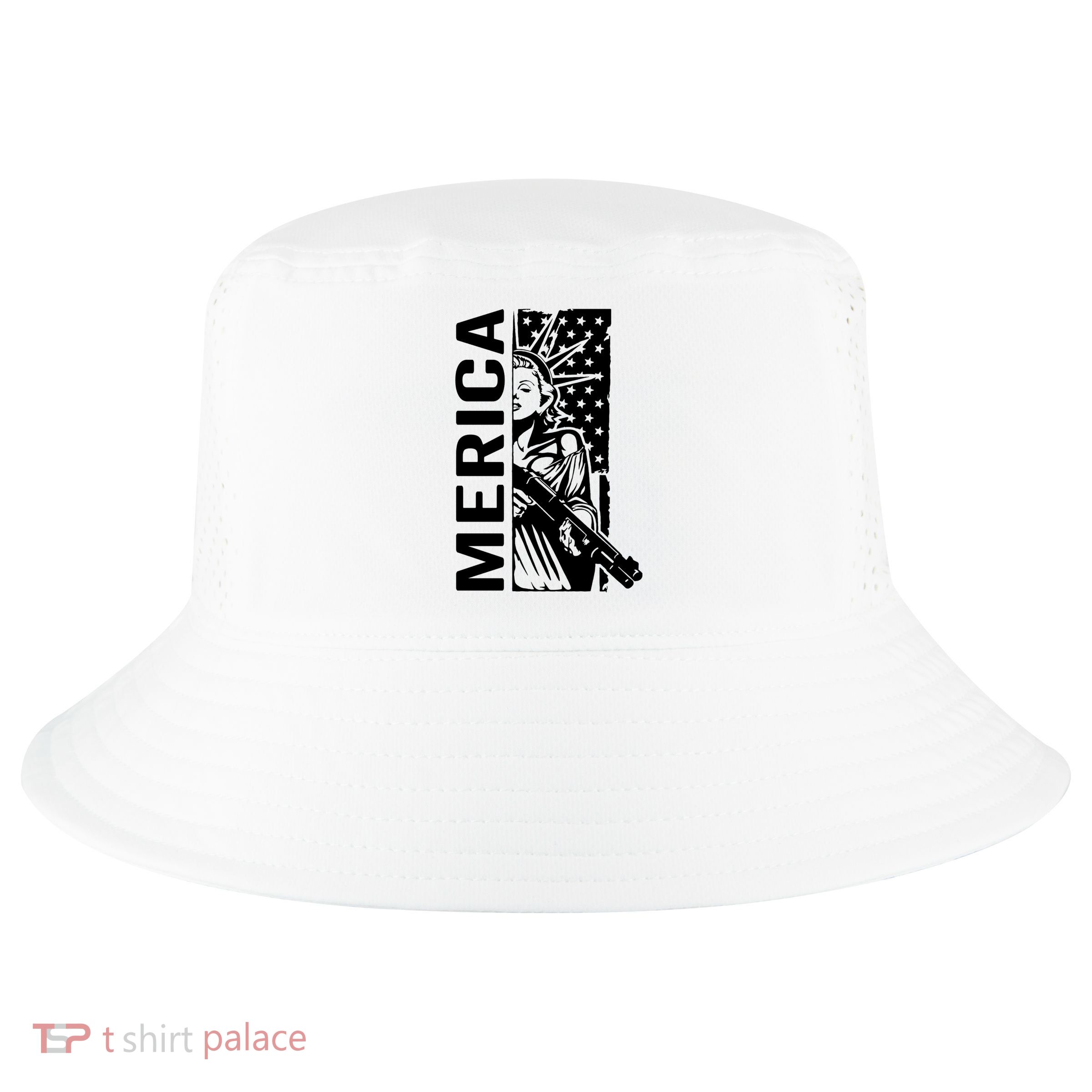 Merica Patriotic Pro Gun USA Liberty Lady 4th Of July Gun Cool Comfort Performance Bucket Hat