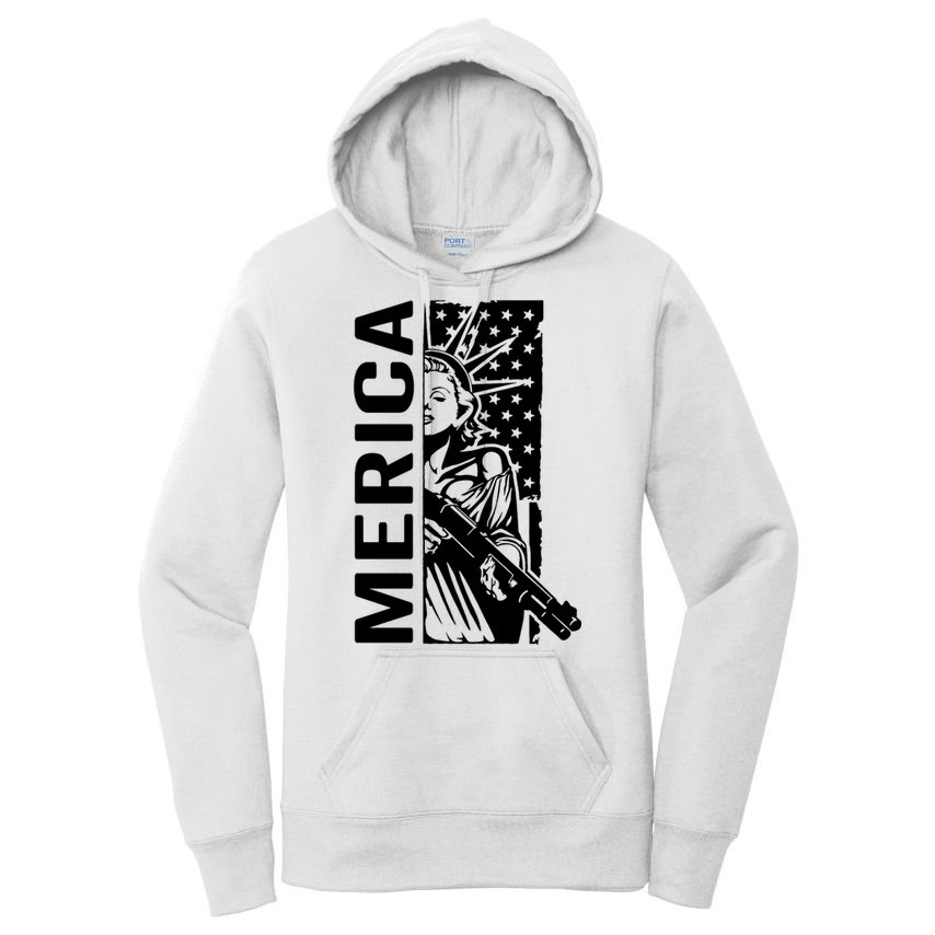 Merica Patriotic Pro Gun USA Liberty Lady 4th Of July Gun Women's Pullover Hoodie