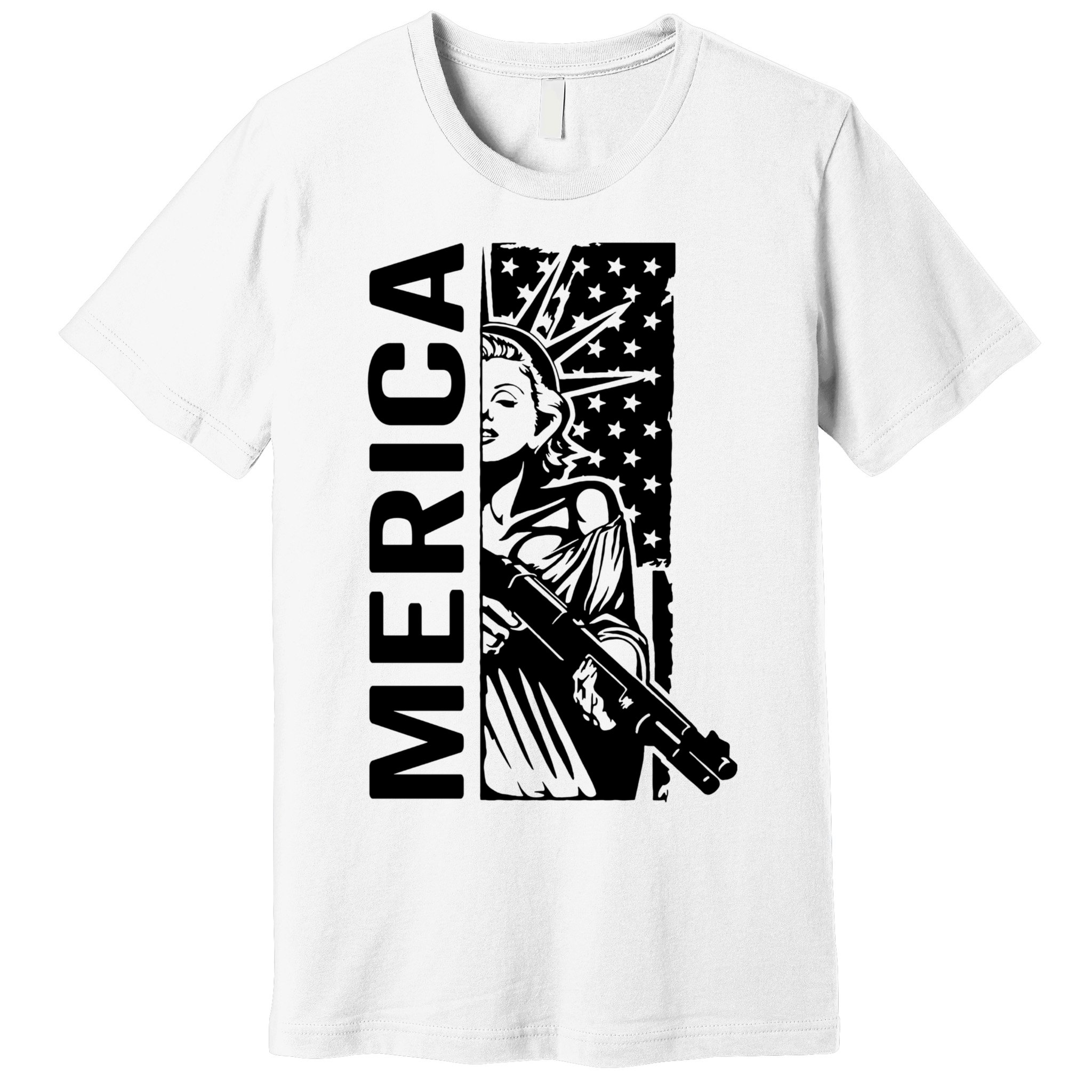Merica Patriotic Pro Gun USA Liberty Lady 4th Of July Gun Premium T-Shirt