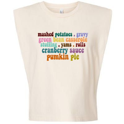 Mashed Potatoes Pumpkin Pie Holiday Food Lover Garment-Dyed Women's Muscle Tee