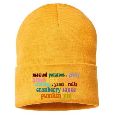 Mashed Potatoes Pumpkin Pie Holiday Food Lover Sustainable Knit Beanie