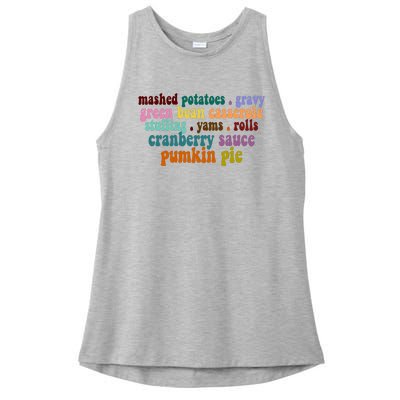 Mashed Potatoes Pumpkin Pie Holiday Food Lover Ladies PosiCharge Tri-Blend Wicking Tank