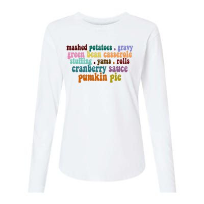 Mashed Potatoes Pumpkin Pie Holiday Food Lover Womens Cotton Relaxed Long Sleeve T-Shirt