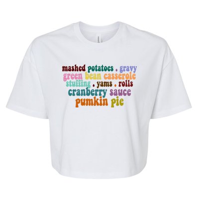 Mashed Potatoes Pumpkin Pie Holiday Food Lover Bella+Canvas Jersey Crop Tee