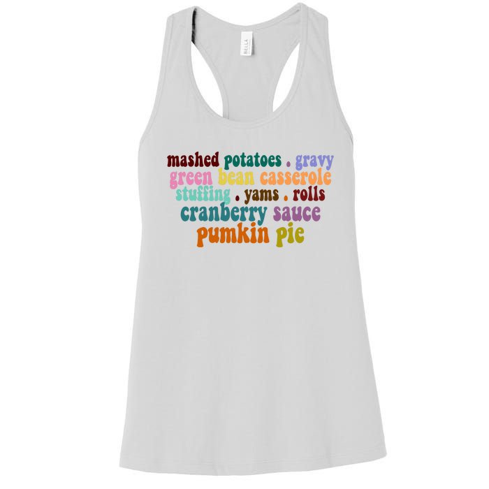 Mashed Potatoes Pumpkin Pie Holiday Food Lover Women's Racerback Tank