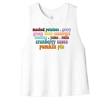 Mashed Potatoes Pumpkin Pie Holiday Food Lover Women's Racerback Cropped Tank