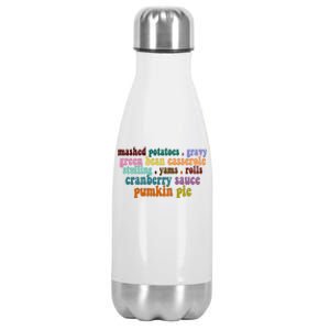 Mashed Potatoes Pumpkin Pie Holiday Food Lover Stainless Steel Insulated Water Bottle