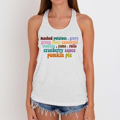 Mashed Potatoes Pumpkin Pie Holiday Food Lover Women's Knotted Racerback Tank