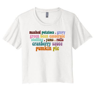 Mashed Potatoes Pumpkin Pie Holiday Food Lover Women's Crop Top Tee