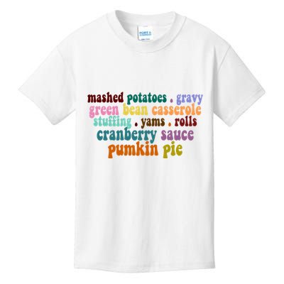 Mashed Potatoes Pumpkin Pie Holiday Food Lover Kids T-Shirt