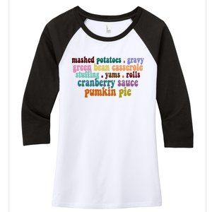 Mashed Potatoes Pumpkin Pie Holiday Food Lover Women's Tri-Blend 3/4-Sleeve Raglan Shirt