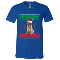 Merry Pugmas Pug Dog Cool Gift Merry Christmas Funny Xmas Meaningful Gift V-Neck T-Shirt