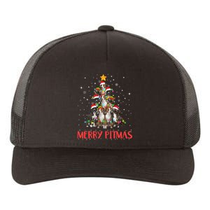 Merry Pitmas Pitbull Dog Ugly Christmas Sweater Tree Dogs Yupoong Adult 5-Panel Trucker Hat