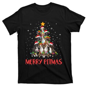 Merry Pitmas Pitbull Dog Ugly Christmas Sweater Tree Dogs T-Shirt