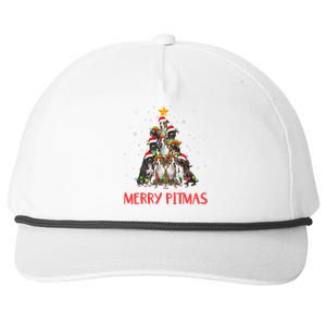 Merry Pitmas Pitbull Dog Ugly Christmas Sweater Tree Dogs Snapback Five-Panel Rope Hat