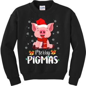 Merry Pigmas Pig Christmas Santa Hat Funny Xmas Light Farmer Kids Sweatshirt