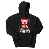 Merry Pigmas Pig Christmas Santa Hat Funny Xmas Light Farmer Kids Hoodie