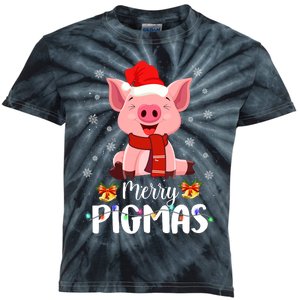 Merry Pigmas Pig Christmas Santa Hat Funny Xmas Light Farmer Kids Tie-Dye T-Shirt