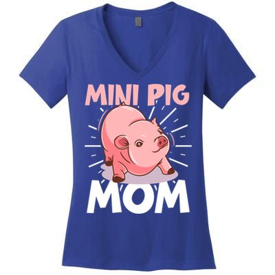 Mini Pig Piglet Swine Farm Animal Piggy Cute Pig Mom Gift Women's V-Neck T-Shirt