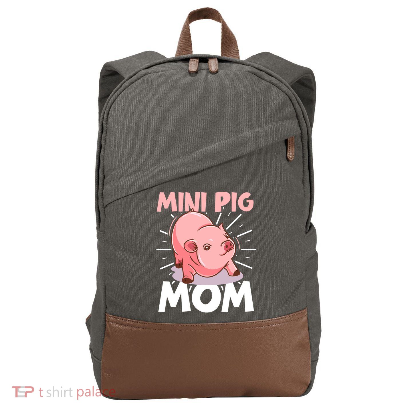 Mini Pig Piglet Swine Farm Animal Piggy Cute Pig Mom Gift Cotton Canvas Backpack