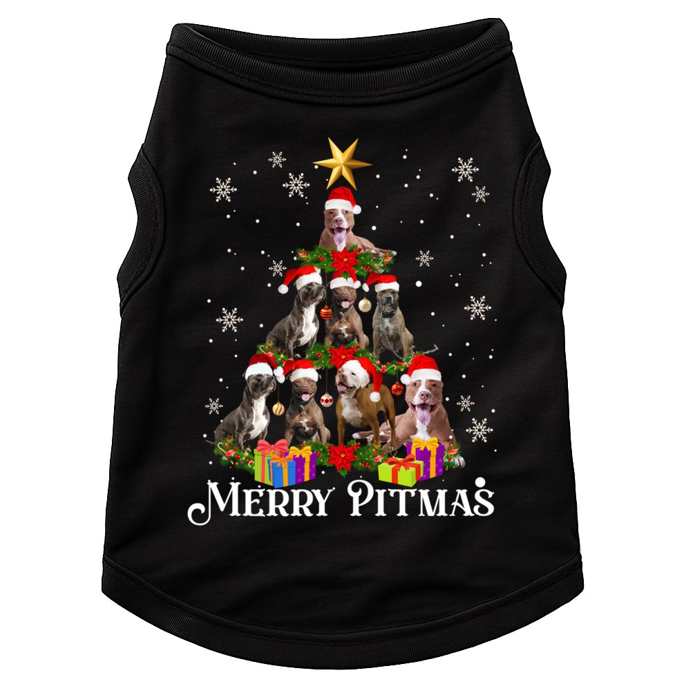 Merry Pitmas Pitbull Dog Ugly Christmas Sweater Tree Dogs Cute Gift Doggie Tank