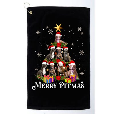 Merry Pitmas Pitbull Dog Ugly Christmas Sweater Tree Dogs Cute Gift Golf Towel
