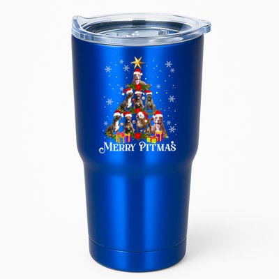 Merry Pitmas Pitbull Dog Ugly Christmas Sweater Tree Dogs Cute Gift Tumbler