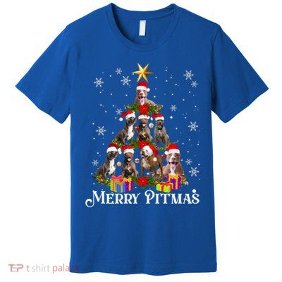Merry Pitmas Pitbull Dog Ugly Christmas Sweater Tree Dogs Cute Gift Premium T-Shirt