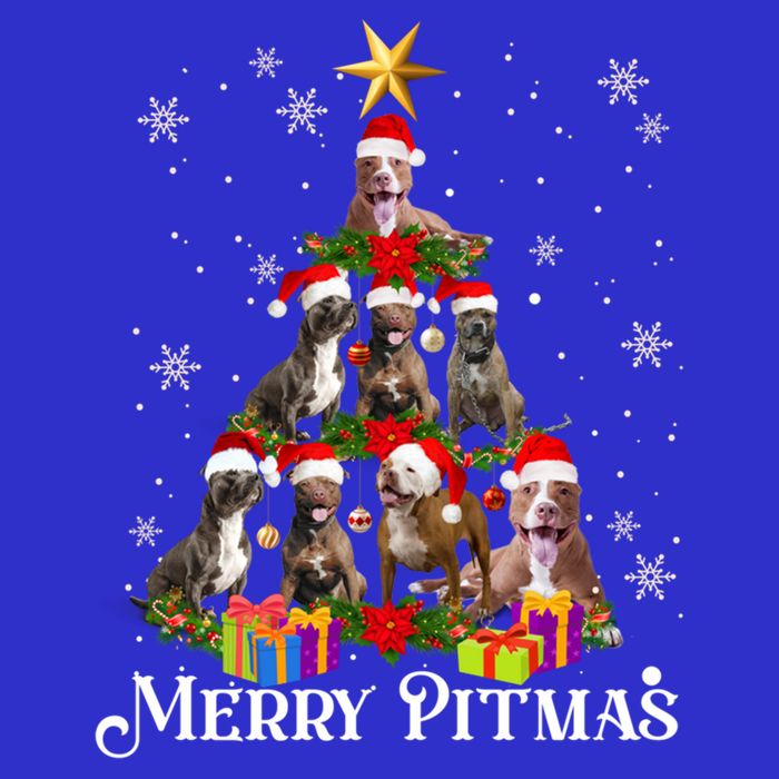 Merry Pitmas Pitbull Dog Ugly Christmas Sweater Tree Dogs Cute Gift Zip Tote Bag