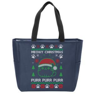 Meowy Purr Purr Purr Ugly Christmas Zip Tote Bag