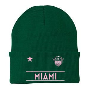 Miami Pink Palm Designer Badge Knit Cap Winter Beanie